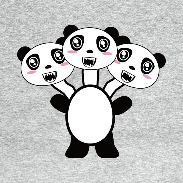 Scary Three Headed Panda by emojiawesome